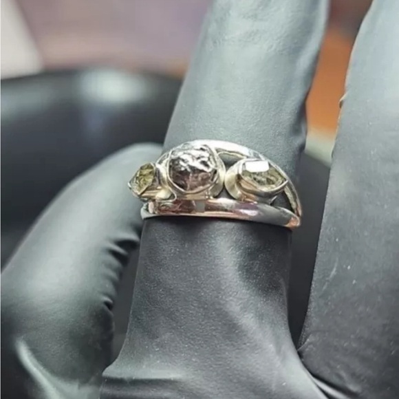 Meteorite and Herkimer Diamond Ring ~ Handcrafted Size 9.5 - Picture 4 of 4
